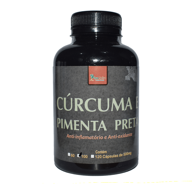 Cúrcuma e Pimenta Preta 100 Cápsulas, 500mg - Erva Nativa
