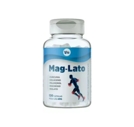 Mag-Lato, Curcuma, Colágeno tipo 2, Palmidrol, Magnésio, 120 Cápsulas - V12