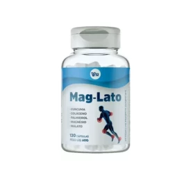 Mag-Lato, Curcuma, Colágeno tipo 2, Palmidrol, Magnésio, 120 Cápsulas - V12