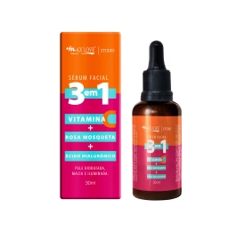 Sérum Facial 3 em 1, Vitamina C, Rosa Mosqueta e Ácido Hialurônico 30ml - Max Love